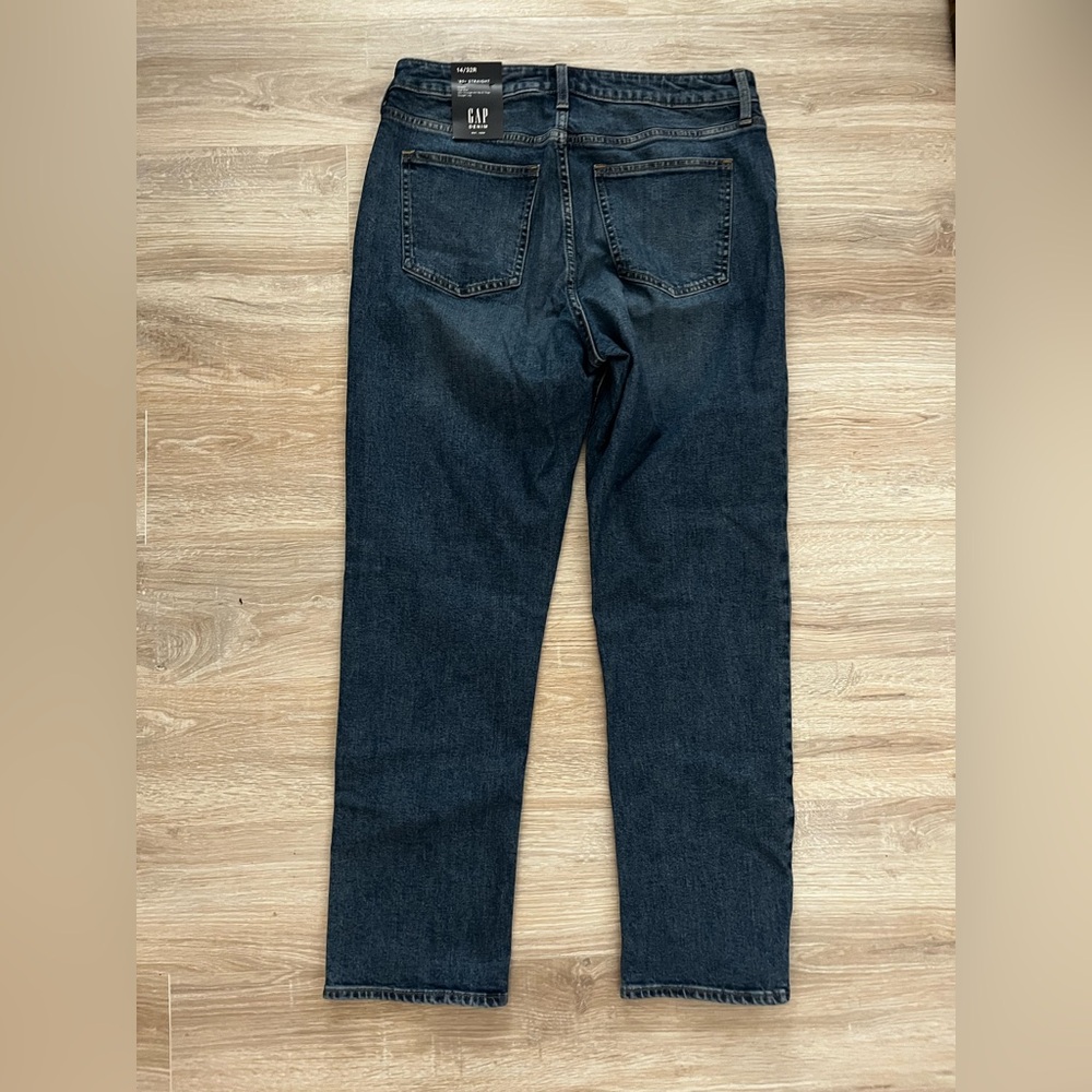 NWT GAP Women’s High Rise '90s Slim Straight Jeans Dark Indigo - Size 14 - Picture 6 of 7